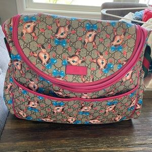 Gucci Rare Authentic Diaper Bag Pink Reindeer